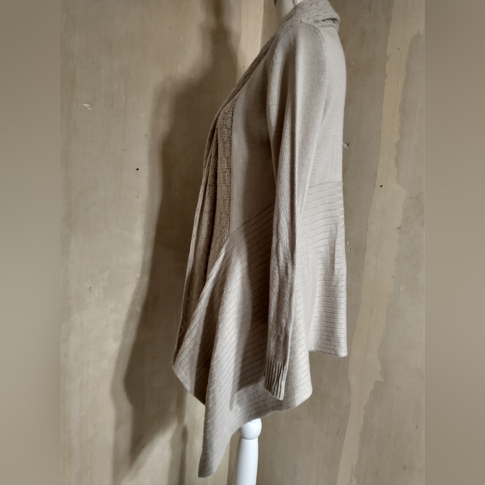 Beige Open-Front Sweater - Picture 3 of 12